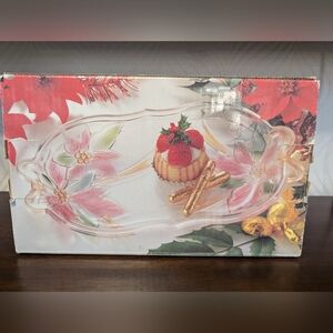 Vintage Poinsettia Christmas Platter In Box